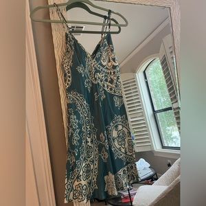 Zara teal mini beach dress with floral print